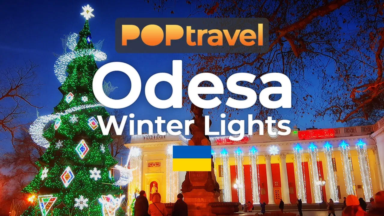 Walking in ODESA (ODESSA) / Ukraine 🇺🇦- Winter Lights Night Tour - 4K 60fps (UHD)
