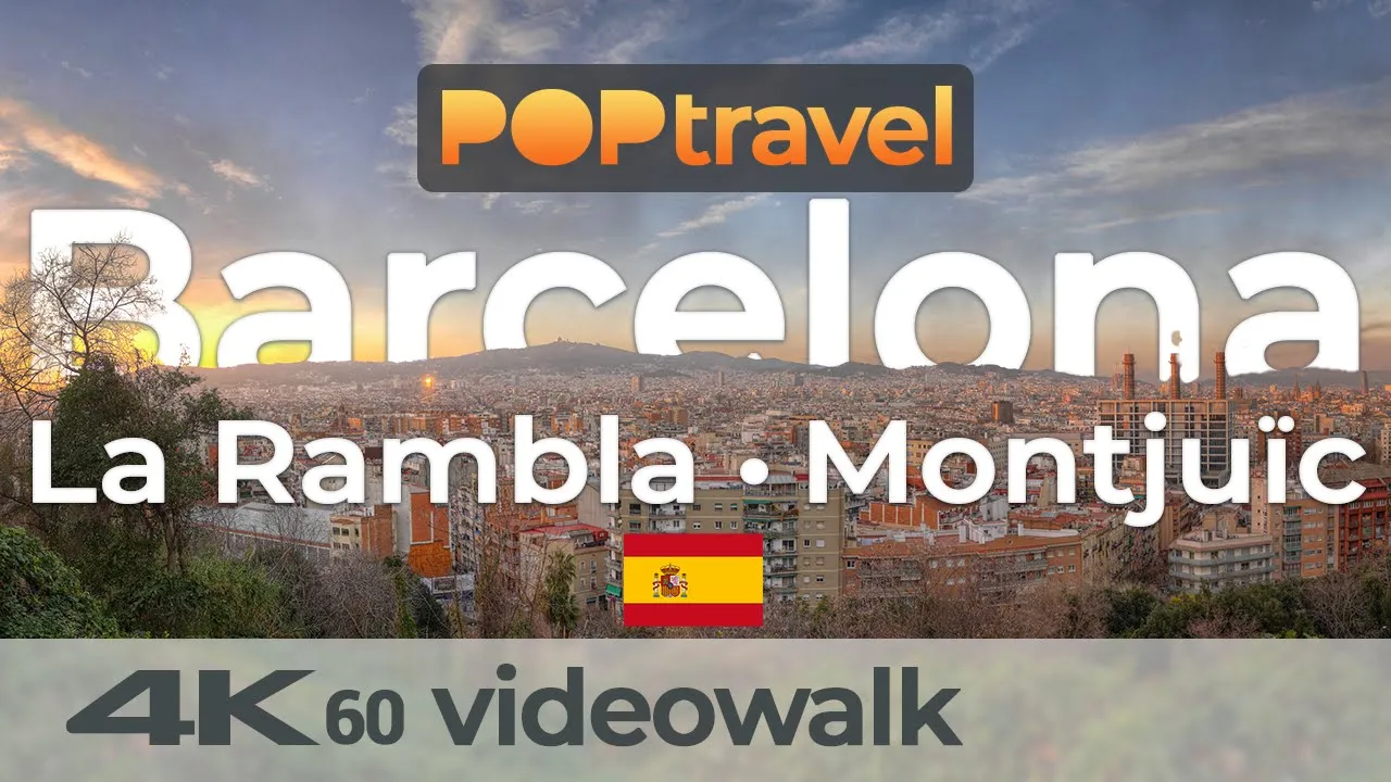 Walking in BARCELONA / Spain - La Rambla to Montjuïc - 4K 60fps (UHD)
