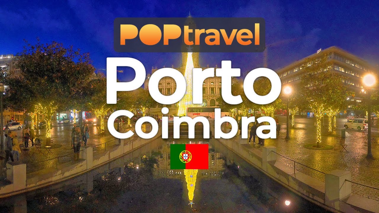 Walking around Christmas Lights in PORTO & COIMBRA / Portugal 🇵🇹- 4K 60fps (UHD)