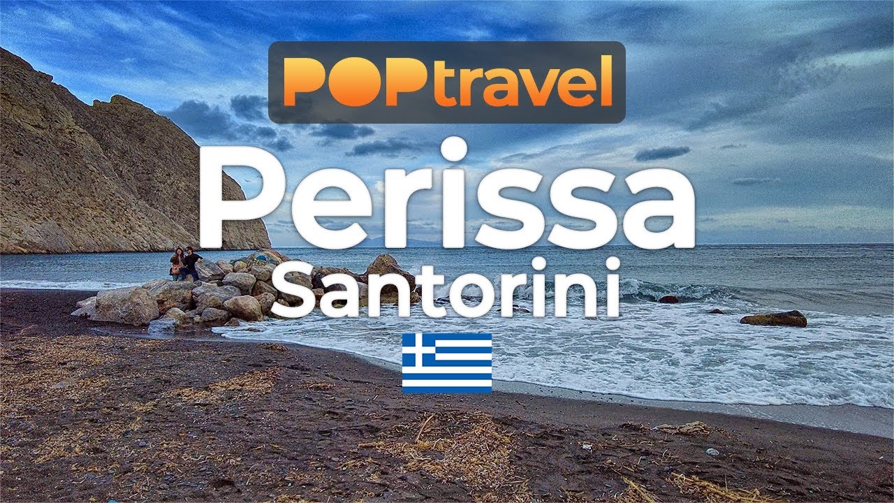 Walking in PERISSA / Santorini (Greece) 🇬🇷- Black Sand Beach - 4K 60fps (UHD)