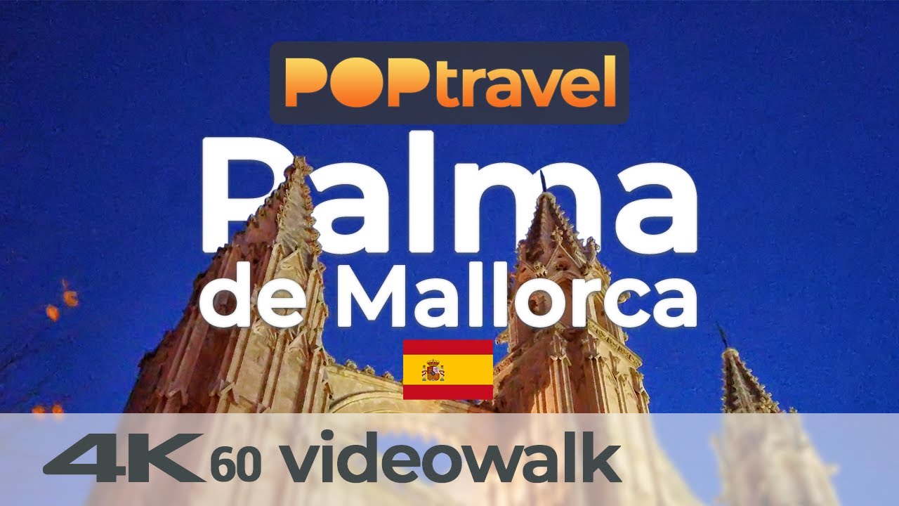 Walking in PALMA de MALLORCA / Spain on a winter evening - 4K 60fps (UHD)