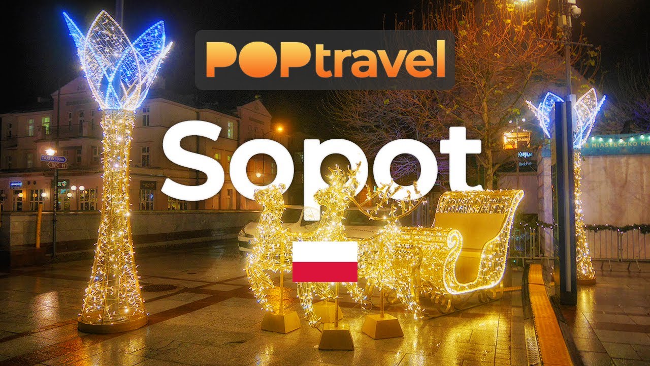 Walking in SOPOT / Poland 🇵🇱- Winter Night Tour - 4K 60fps (UHD)