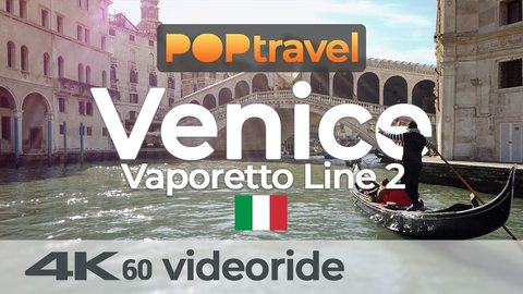VENICE / Italy - CANAL GRANDE Water Bus Line 2 - 4K 60fps (UHD) - Walking Tour in Italy