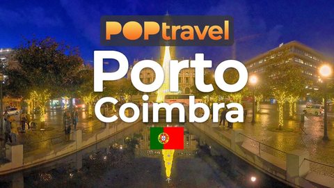 Walking around Christmas Lights in PORTO & COIMBRA / Portugal 🇵🇹- 4K 60fps (UHD) - Walking Tour