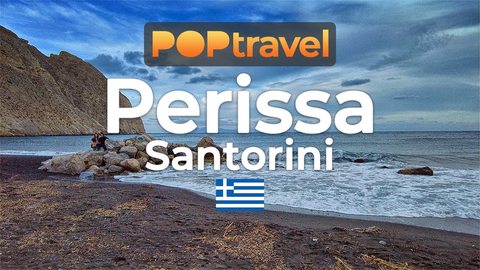 Walking in PERISSA / Santorini (Greece) 🇬🇷- Black Sand Beach - 4K 60fps (UHD) - Walking Tour in Greece