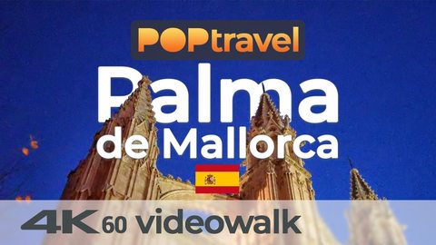 Walking in PALMA de MALLORCA / Spain on a winter evening - 4K 60fps (UHD) - Walking Tour